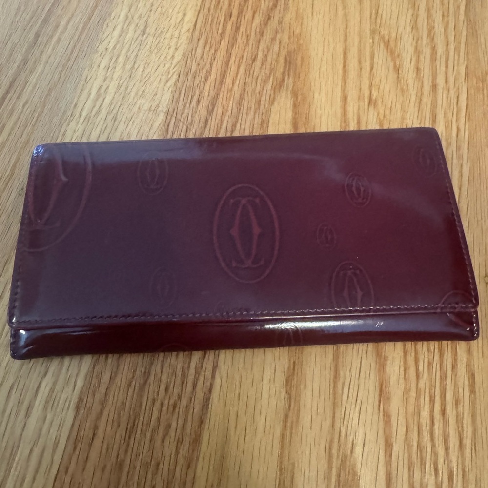 Cartier Dark Ted Patent Leather Happy Birthday Continental Wallet